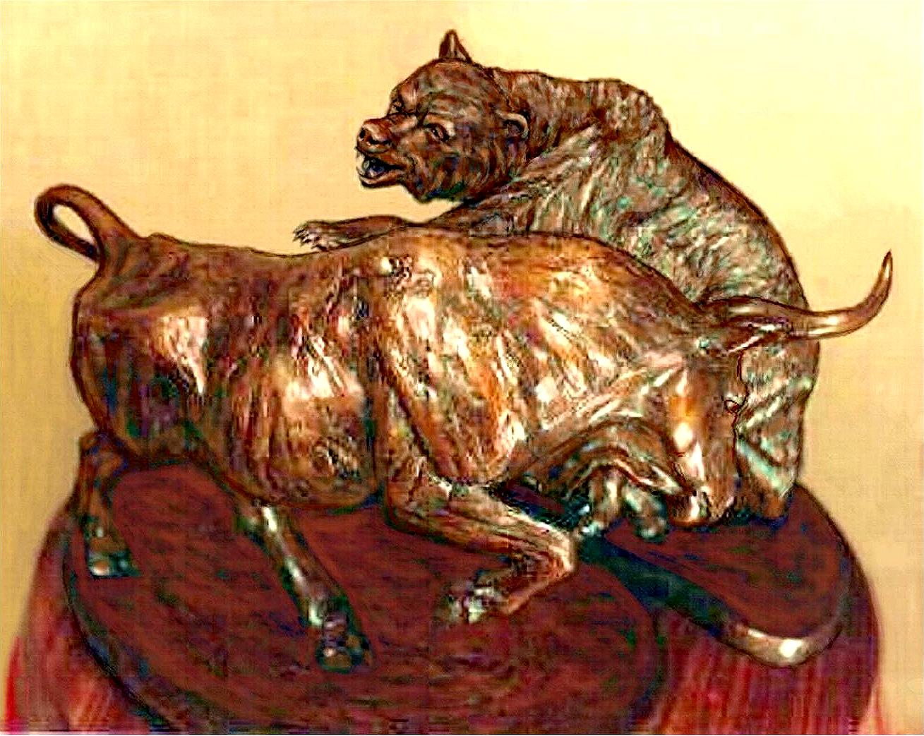 "The Bull & Bear", bronze